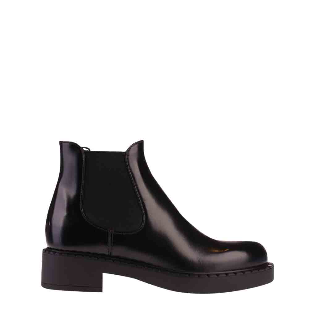 Prada Black Brushed calf leather Chelsea Boots Size EU 39