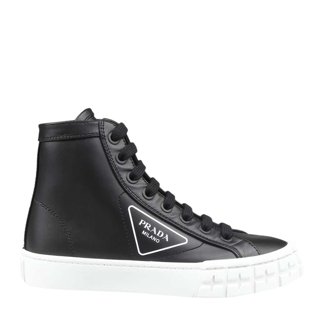 Prada Black Leather High-top Sneakers Size EU 36