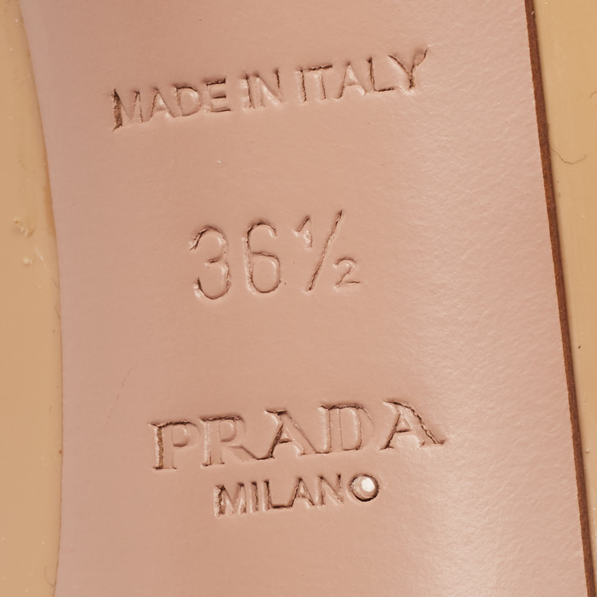 Prada Beige Patent Leather Peep Toe Pumps Size 36.5