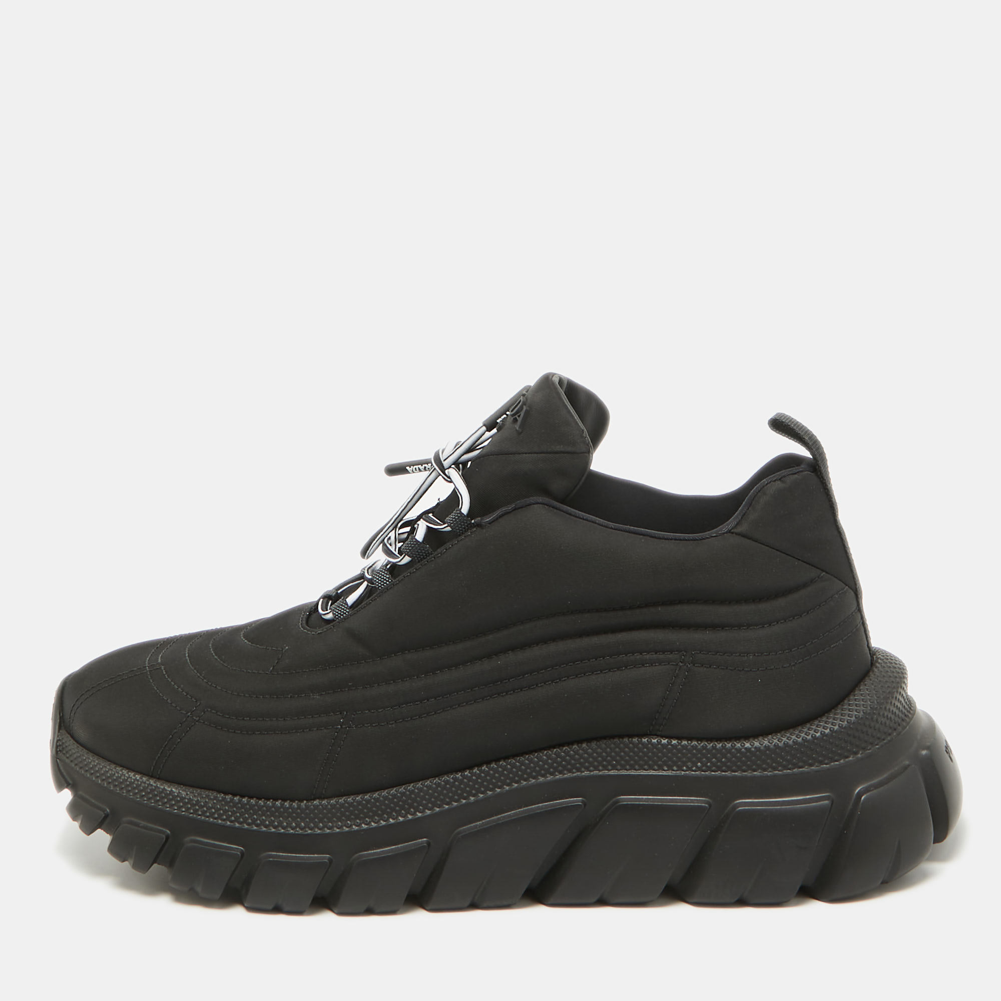 Prada Black Nylon Prax Low Top Sneakers  Size 40