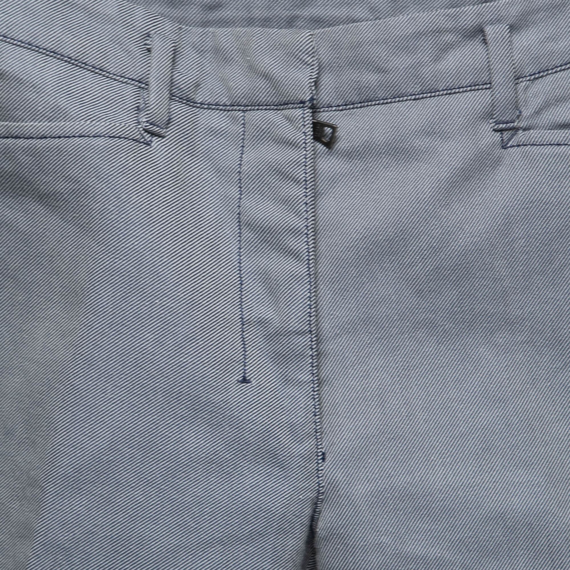 Prada Sport Navy Blue Striped Cotton Straight Leg Pants S