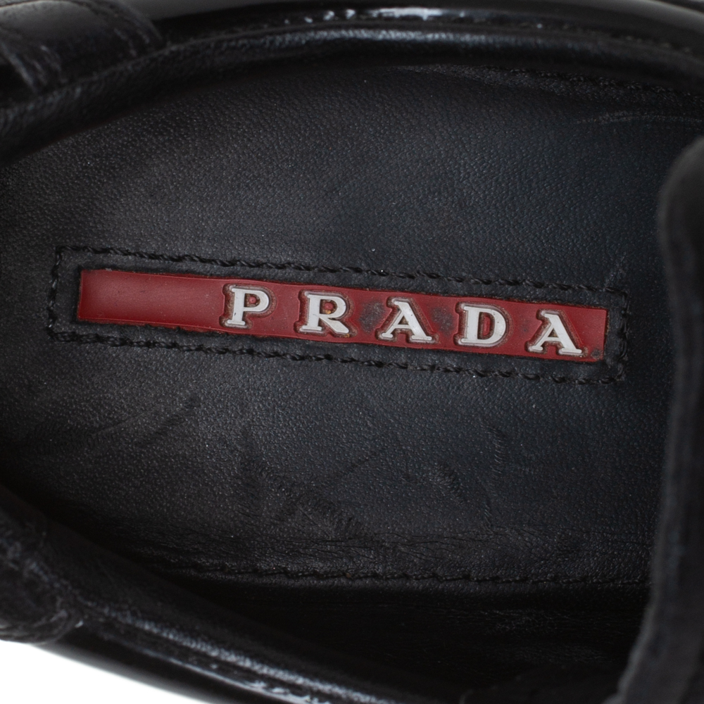 Image of Prada Sport Black Leather Wedge Sneakers Size