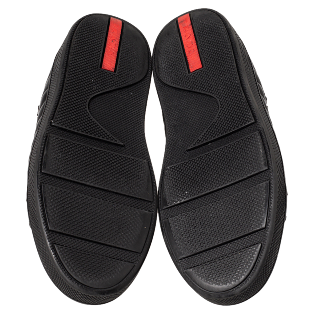 Prada Sport Black Leather Low Top Sneakers Size 36.5