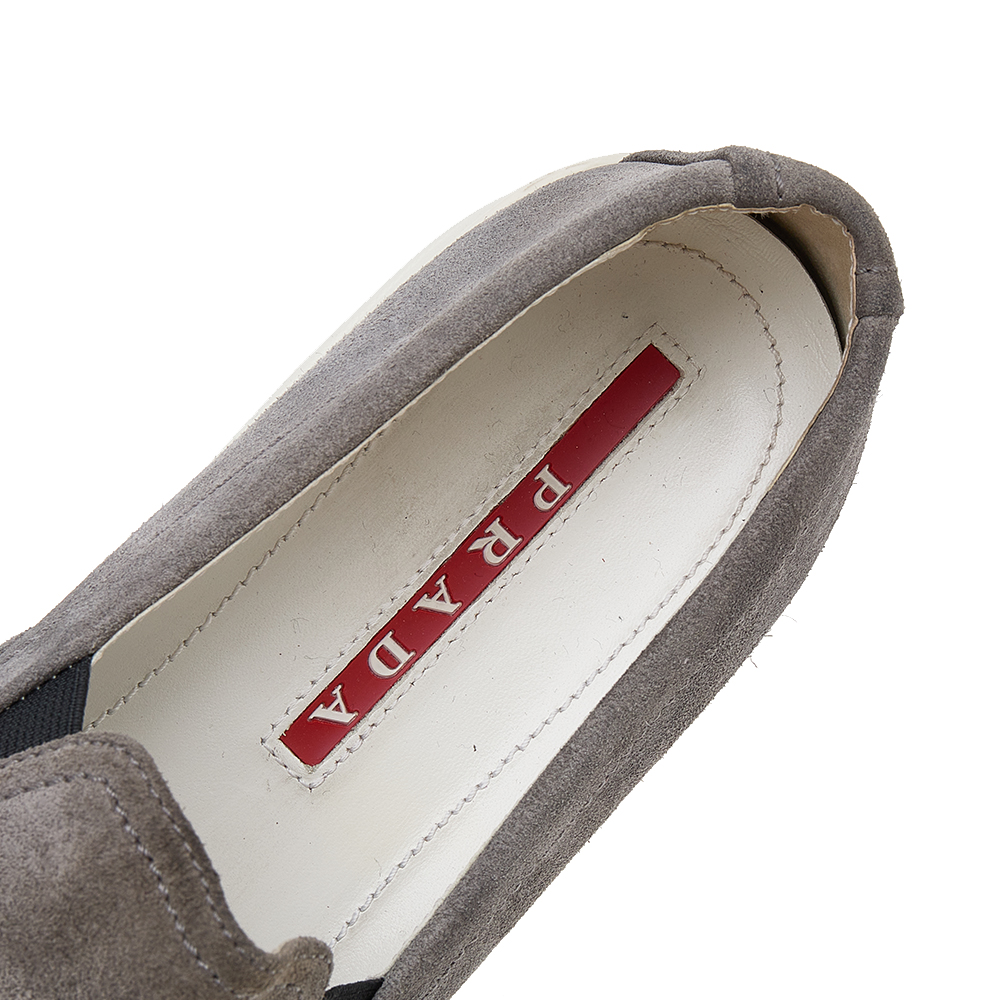 Prada Sport Grey Suede Slip On Sneakers Size 39.5