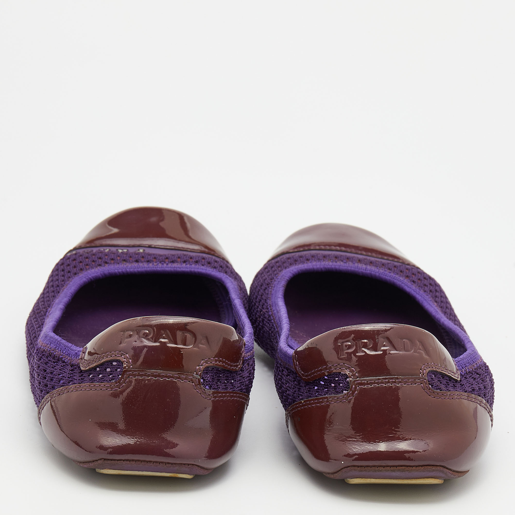 Prada Sport Purple/Brown Mesh And Patent Leather Ballet Flats Size 37