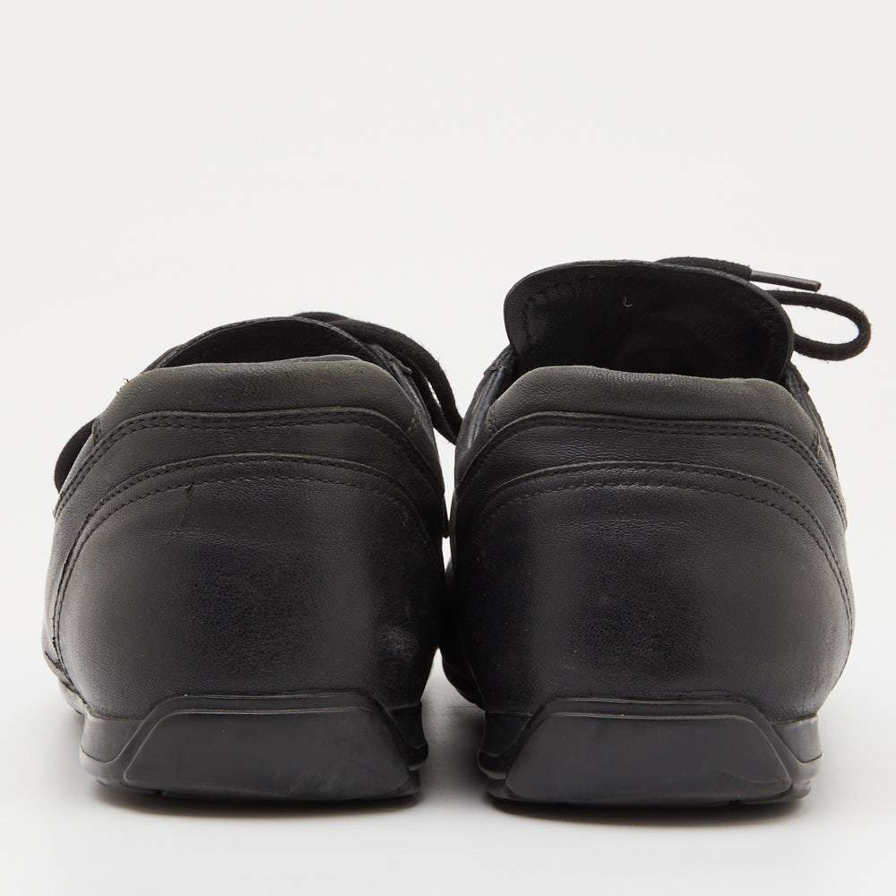 Prada Sport Black Leather Low Top Sneakers Size 41
