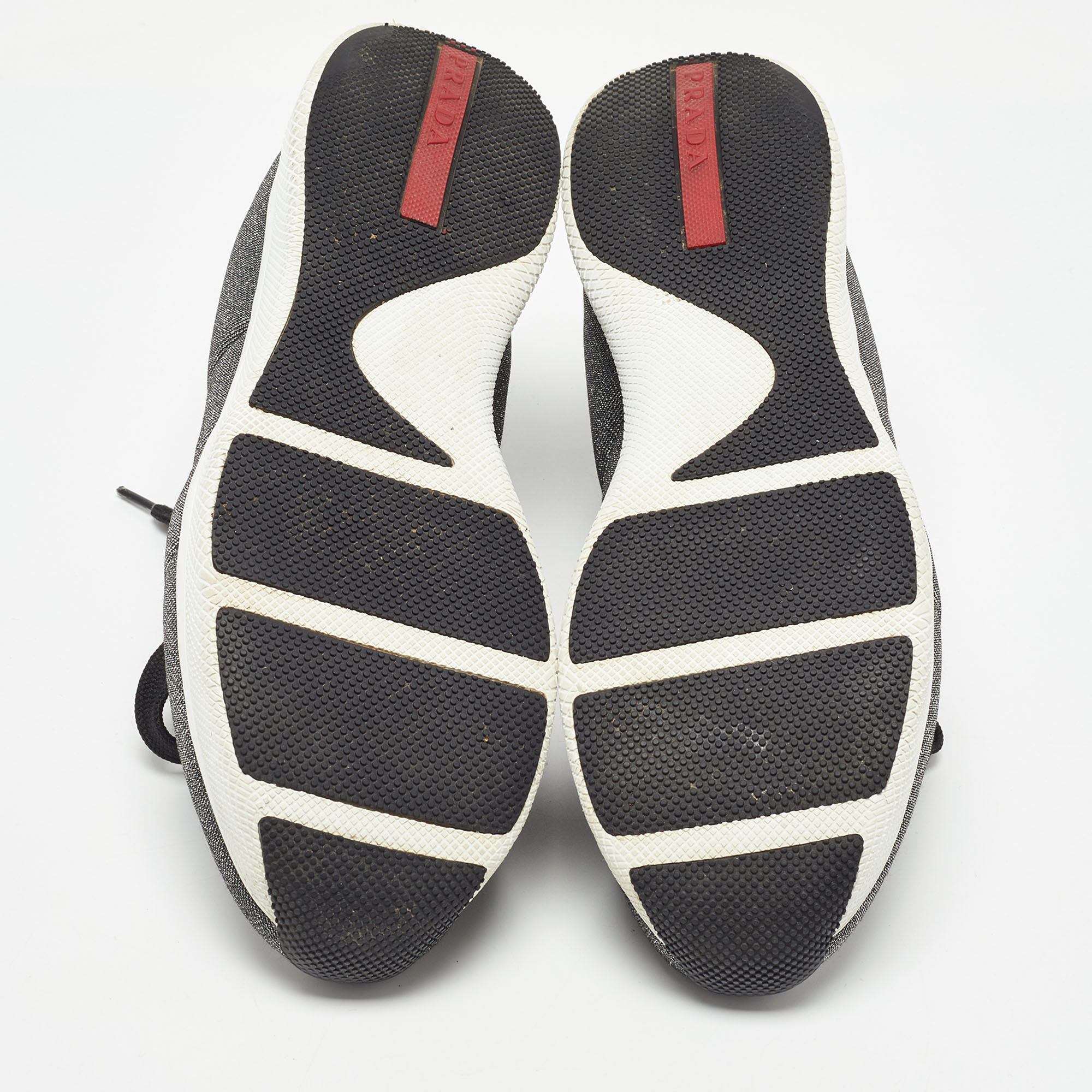 Prada Sport Two Tone Lurex Fabric Low Top Sneakers Size 39