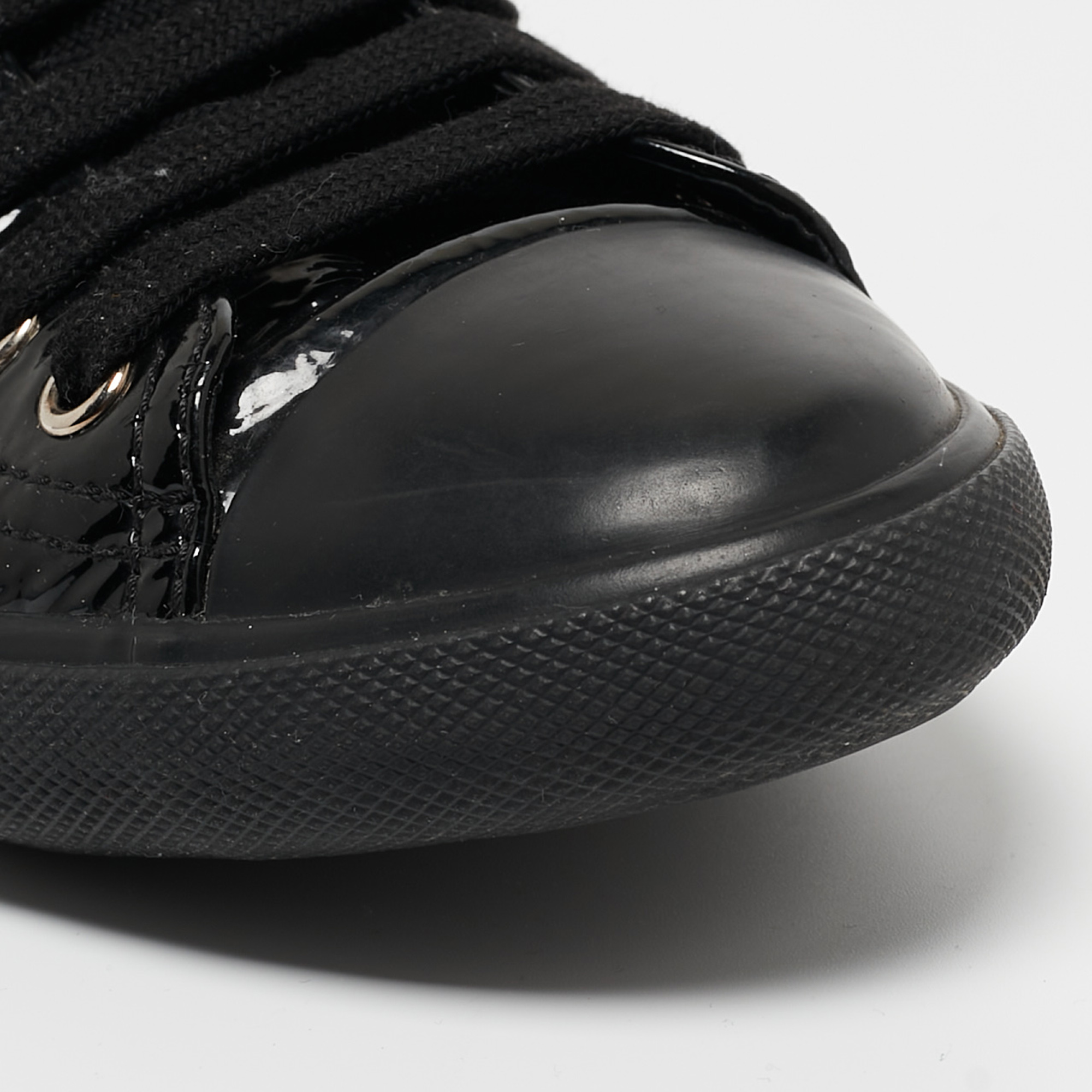Prada Sport Black Patent High Top Sneakers Size 38