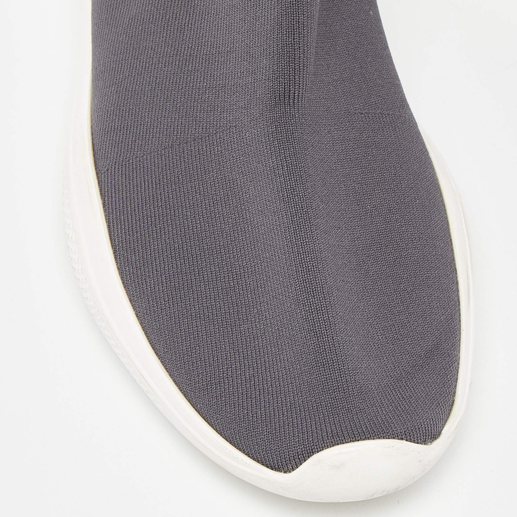 Prada Sport Grey Knit Fabric High Top Sneakers Size 39