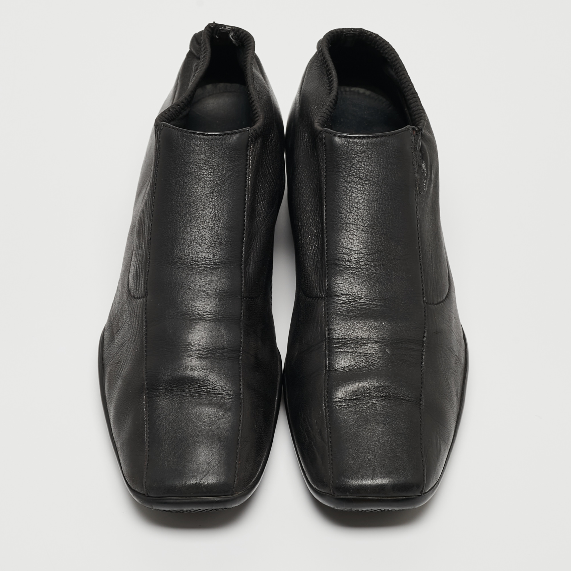Prada Sport Black Leather Slip On Loafers Size 38