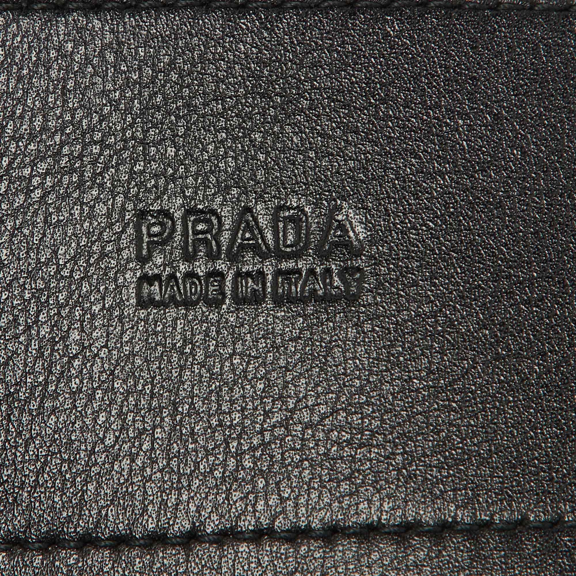 Prada Black Leather Wide Waist Belt 80CM