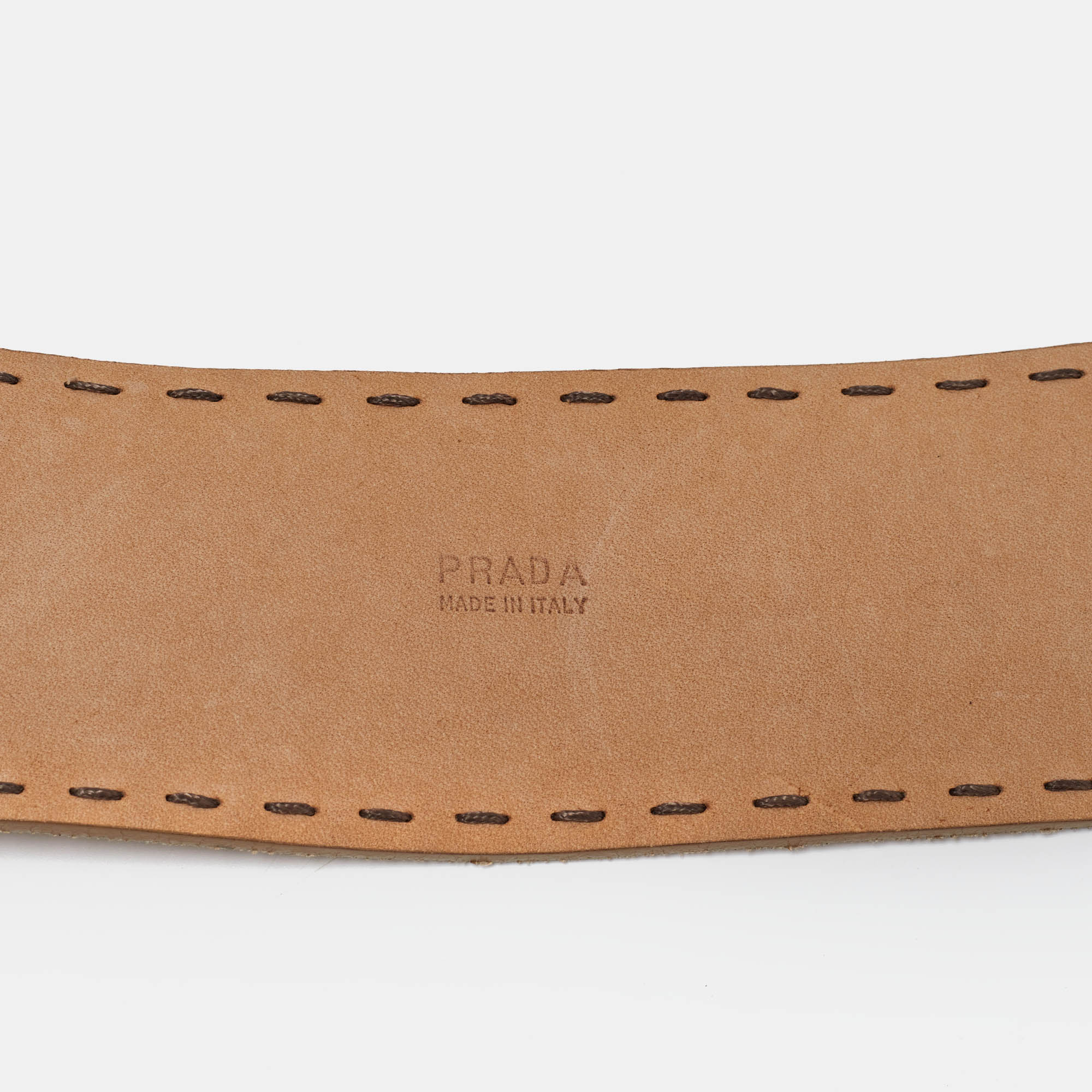 Prada Beige Suede Round Buckle Wide Belt 85CM