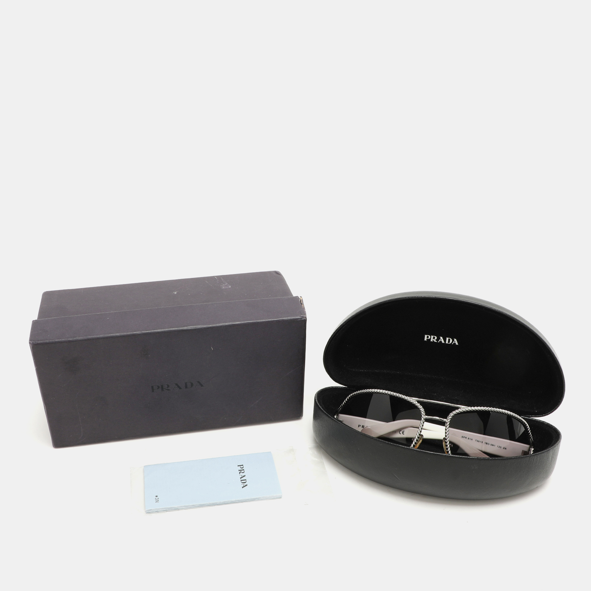 Prada Black/White Metal Shield SPR 61H Sunglasses