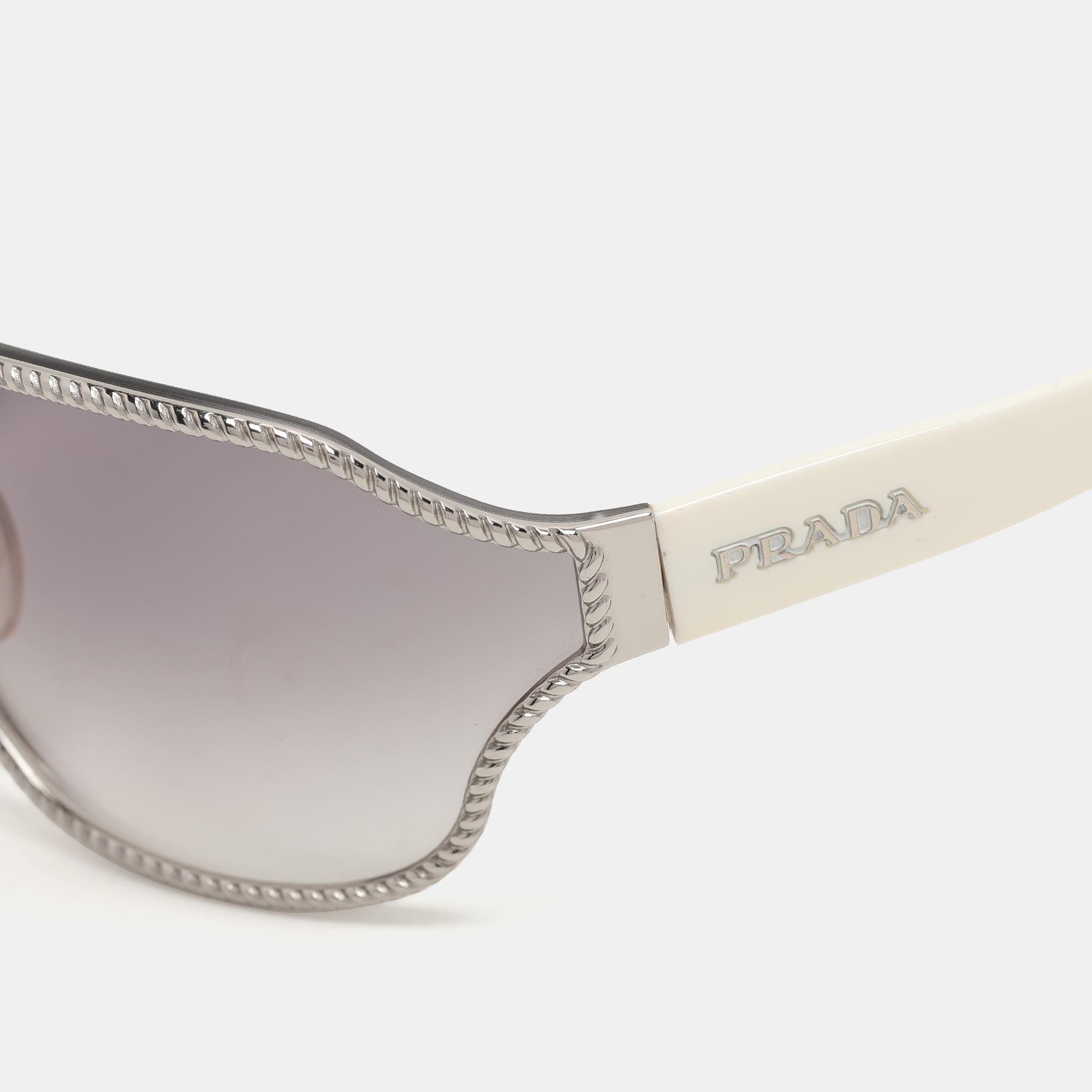 Prada Black/White Metal Shield SPR 61H Sunglasses