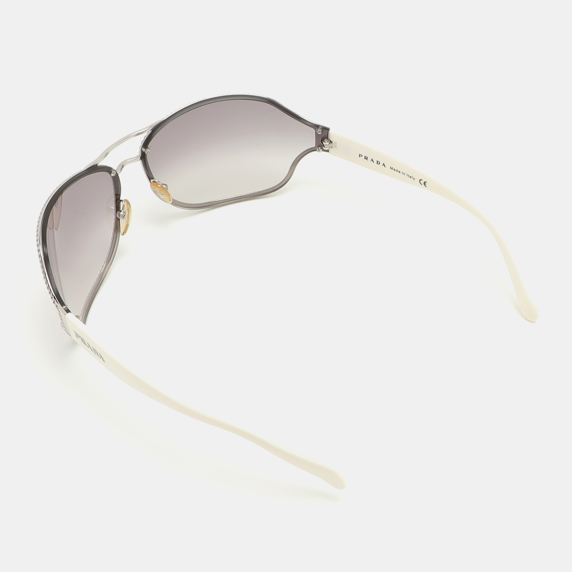 Prada Black/White Metal Shield SPR 61H Sunglasses