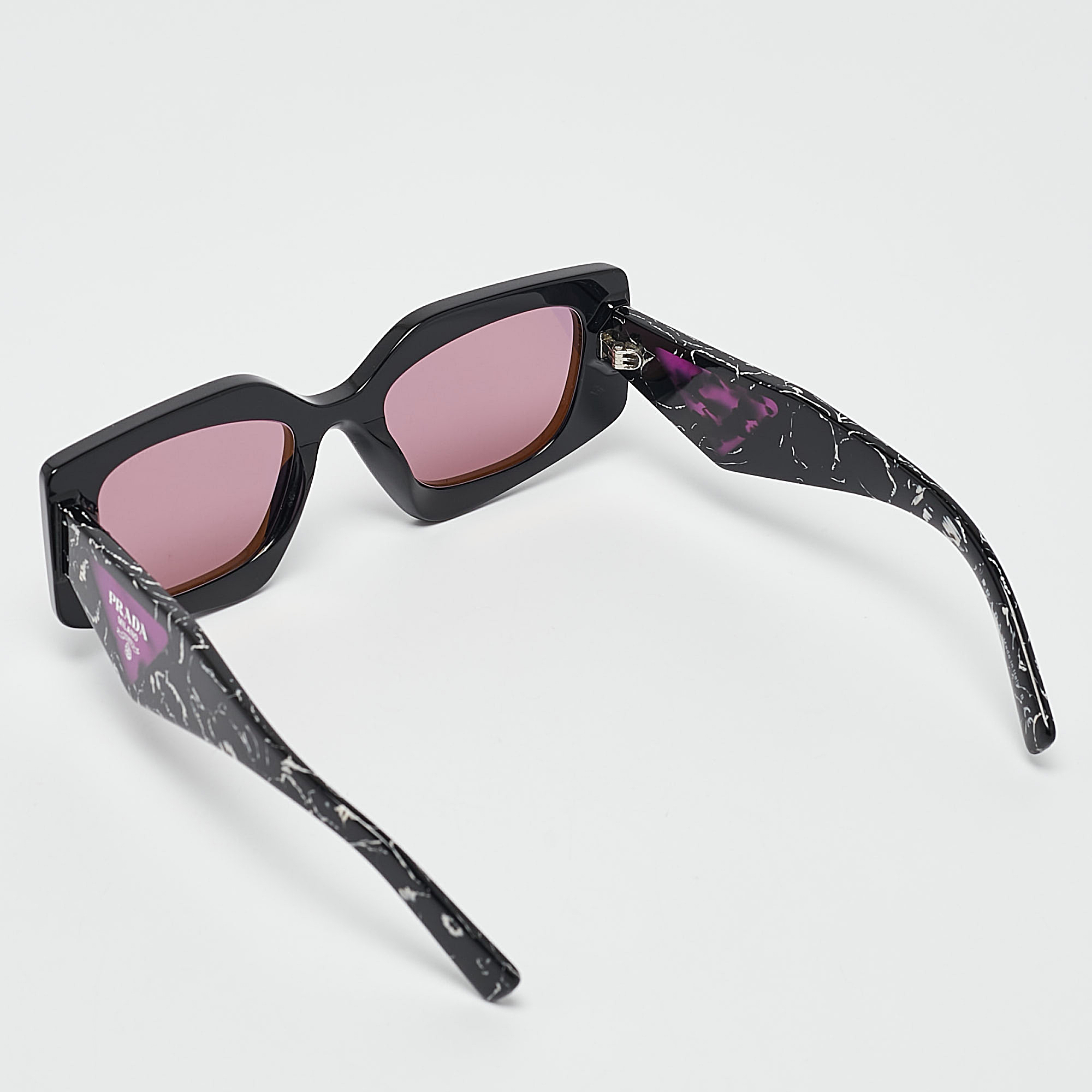 Prada Black/Purple SPR15Y Symbole Rectangle Sunglasses