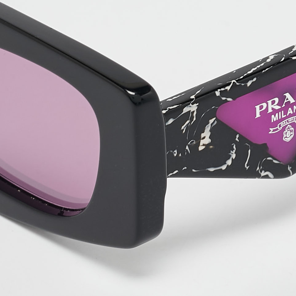 Prada Black/Purple SPR15Y Symbole Rectangle Sunglasses