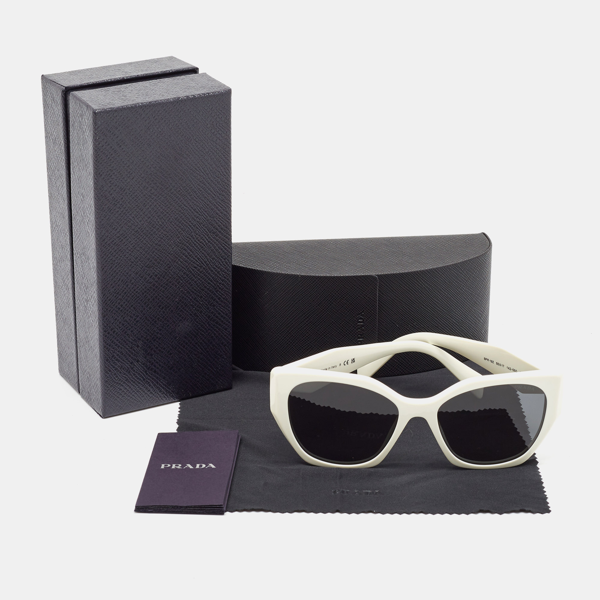 Prada White/Black SPR 19Z Square Sunglasses