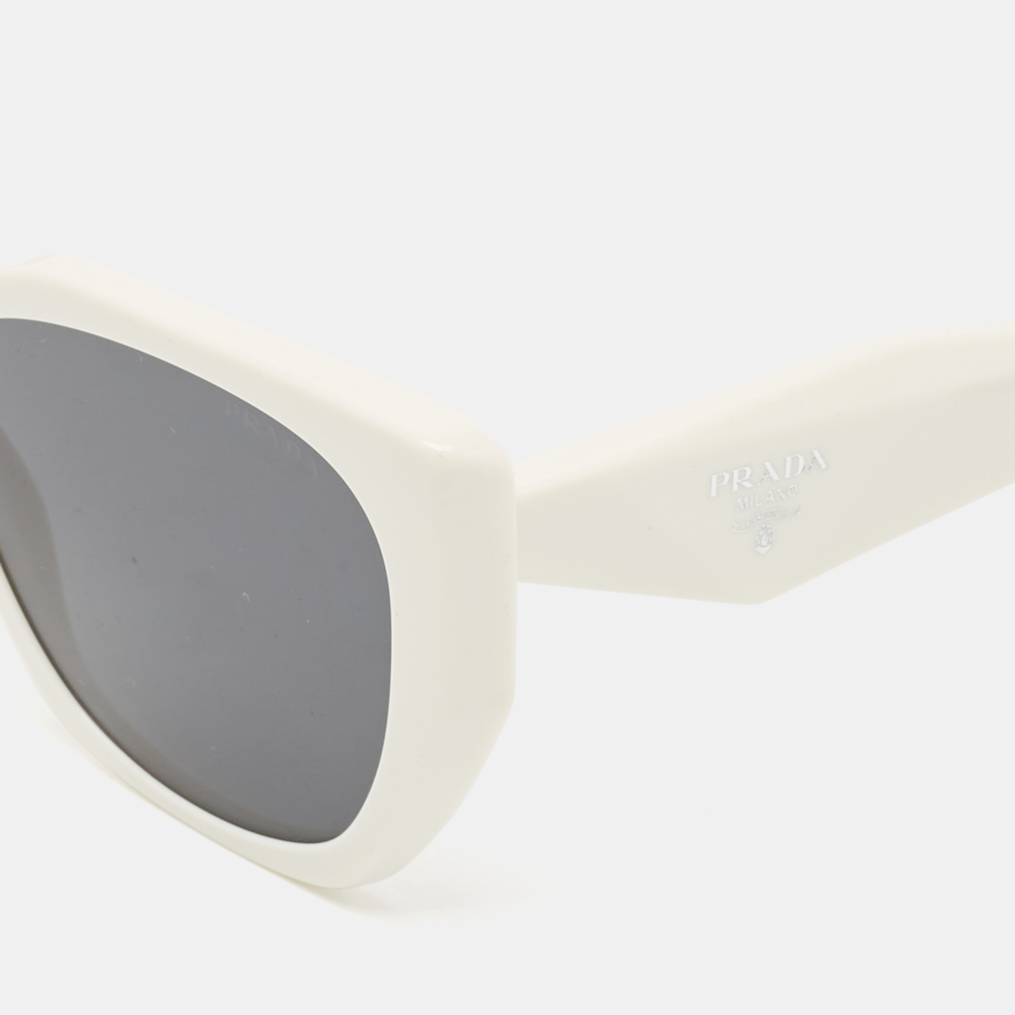 Prada White/Black SPR 19Z Square Sunglasses