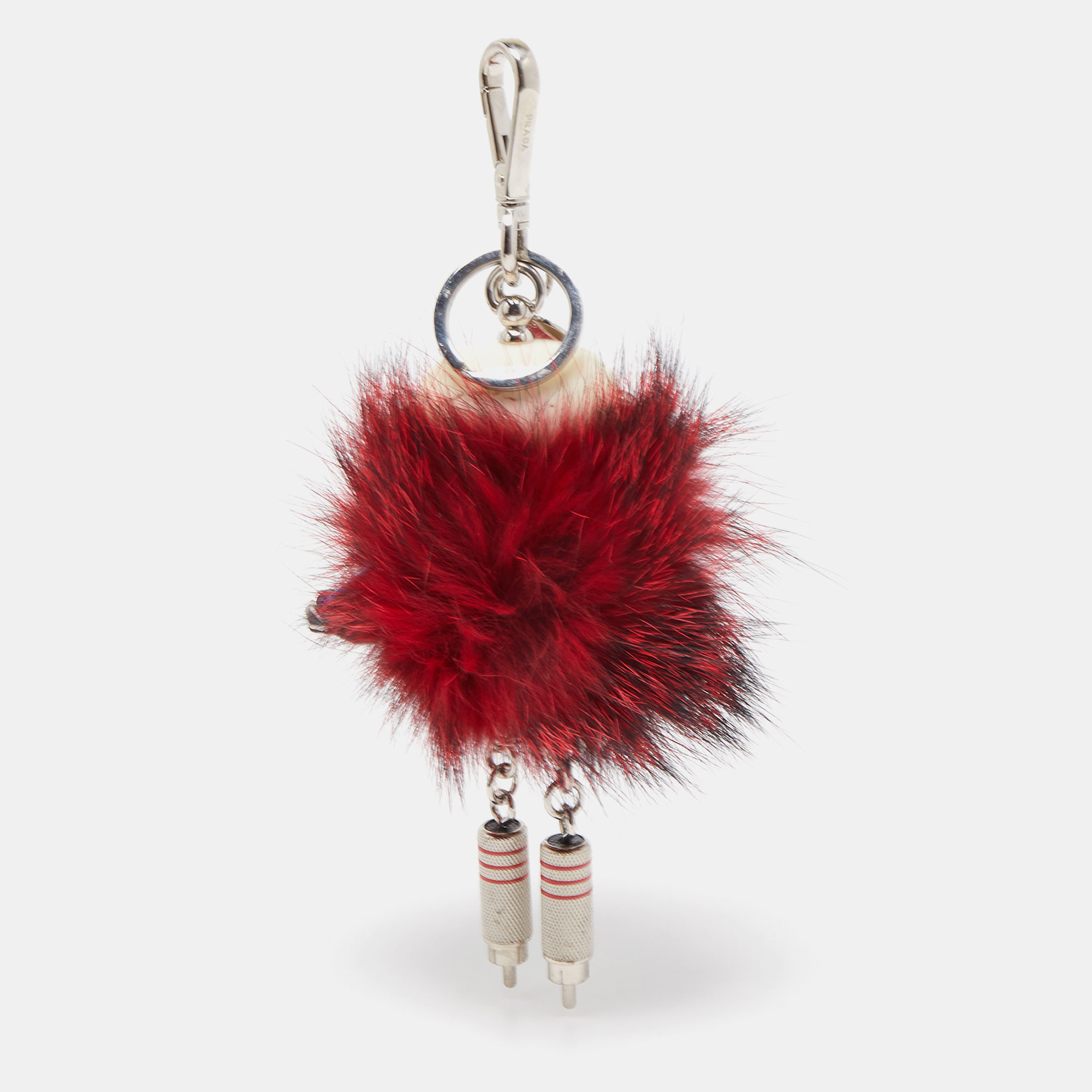 Prada Red Fur Trick Robot Keyring/Bag Charm