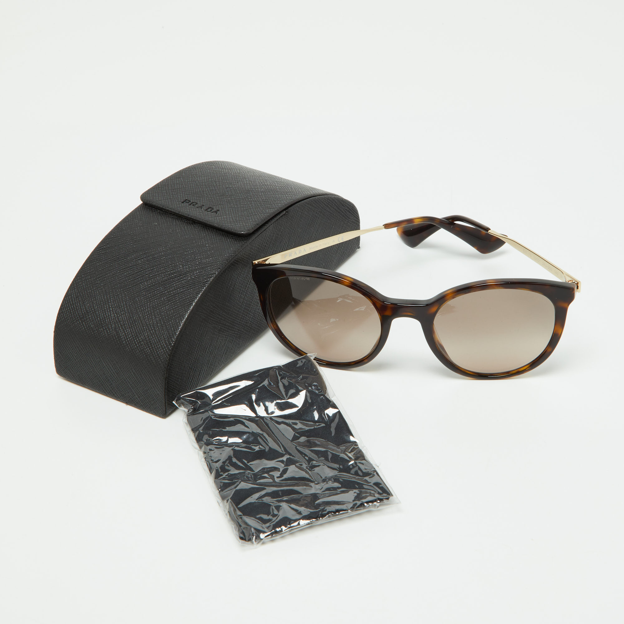 Prada Brown Havana/Brown SPR17S Round Sunglasses