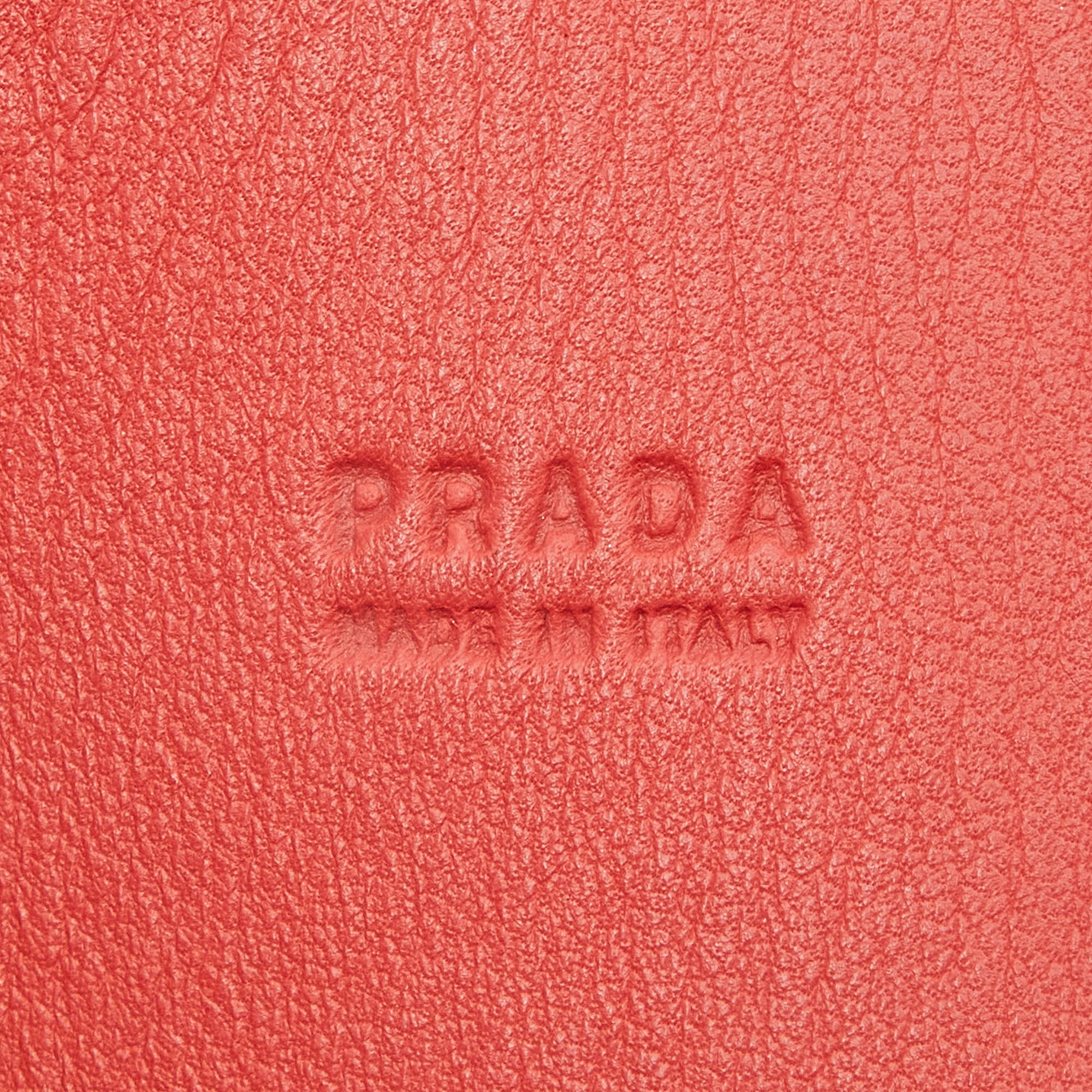 Prada Coral Orange Leather Wide Buckle Belt 85CM