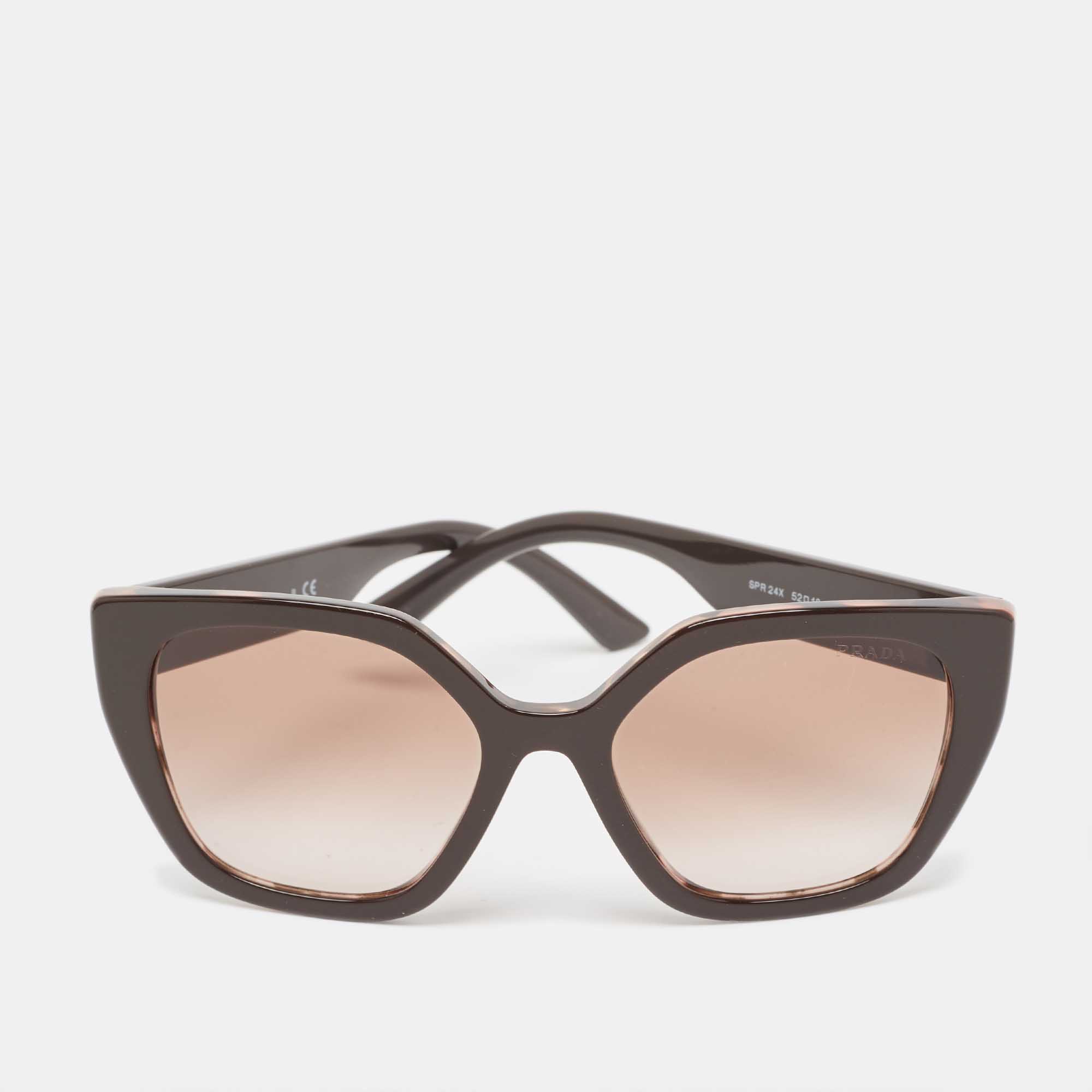 Prada Choco Brown Gradient SPR24X Cat Eye Sunglasses