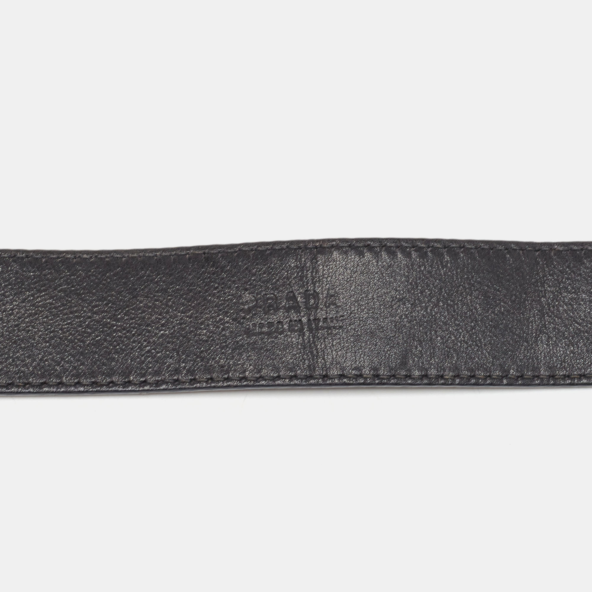 Prada Black Leather Buckle Belt 75CM