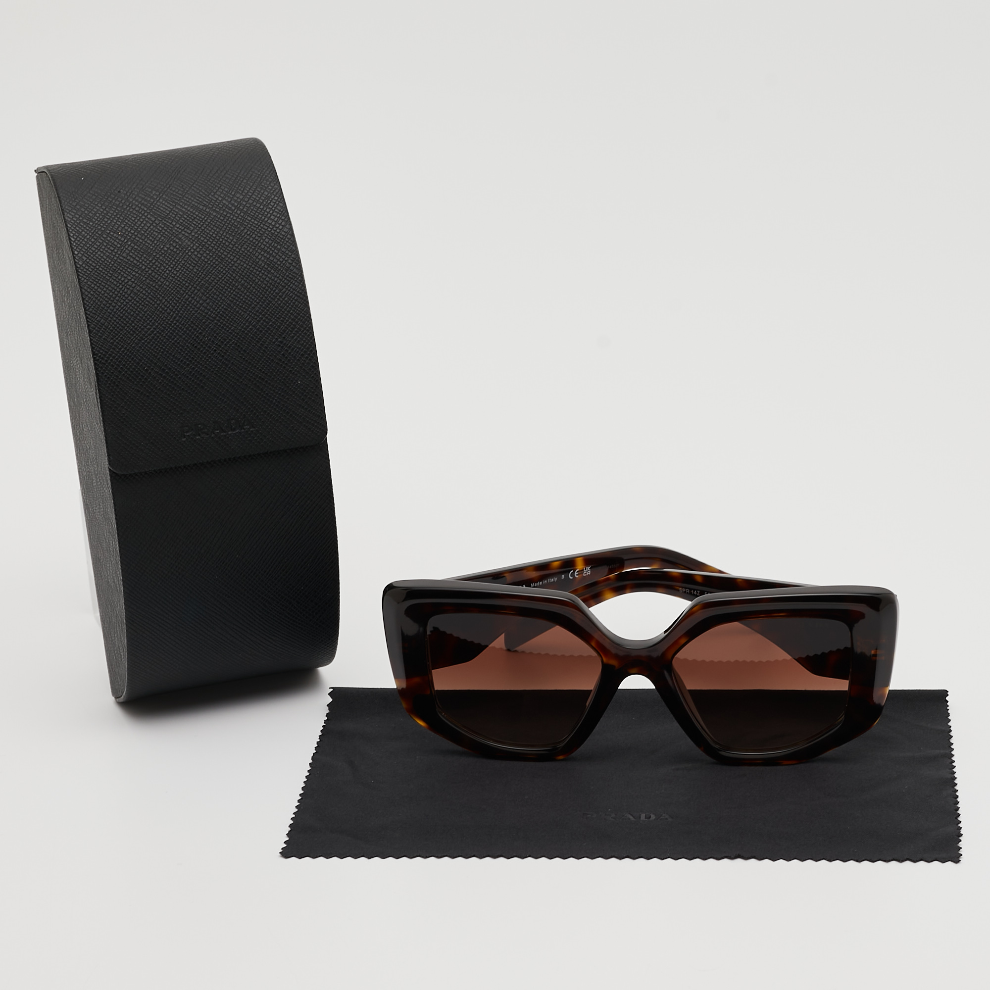 Prada Brown Gradient SPR14Z Geometric Sunglasses