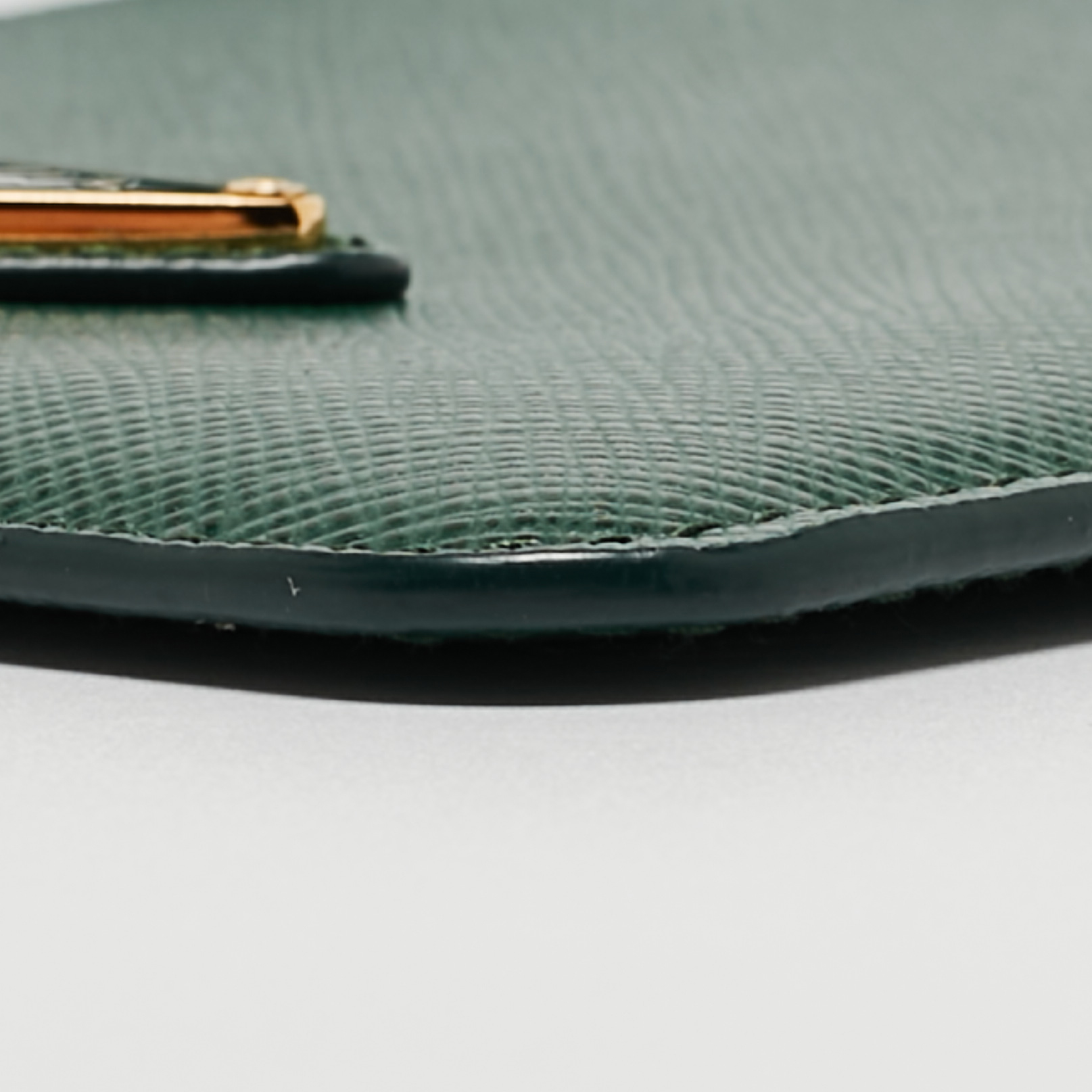 Prada Green Saffiano Leather Phone Strap Case