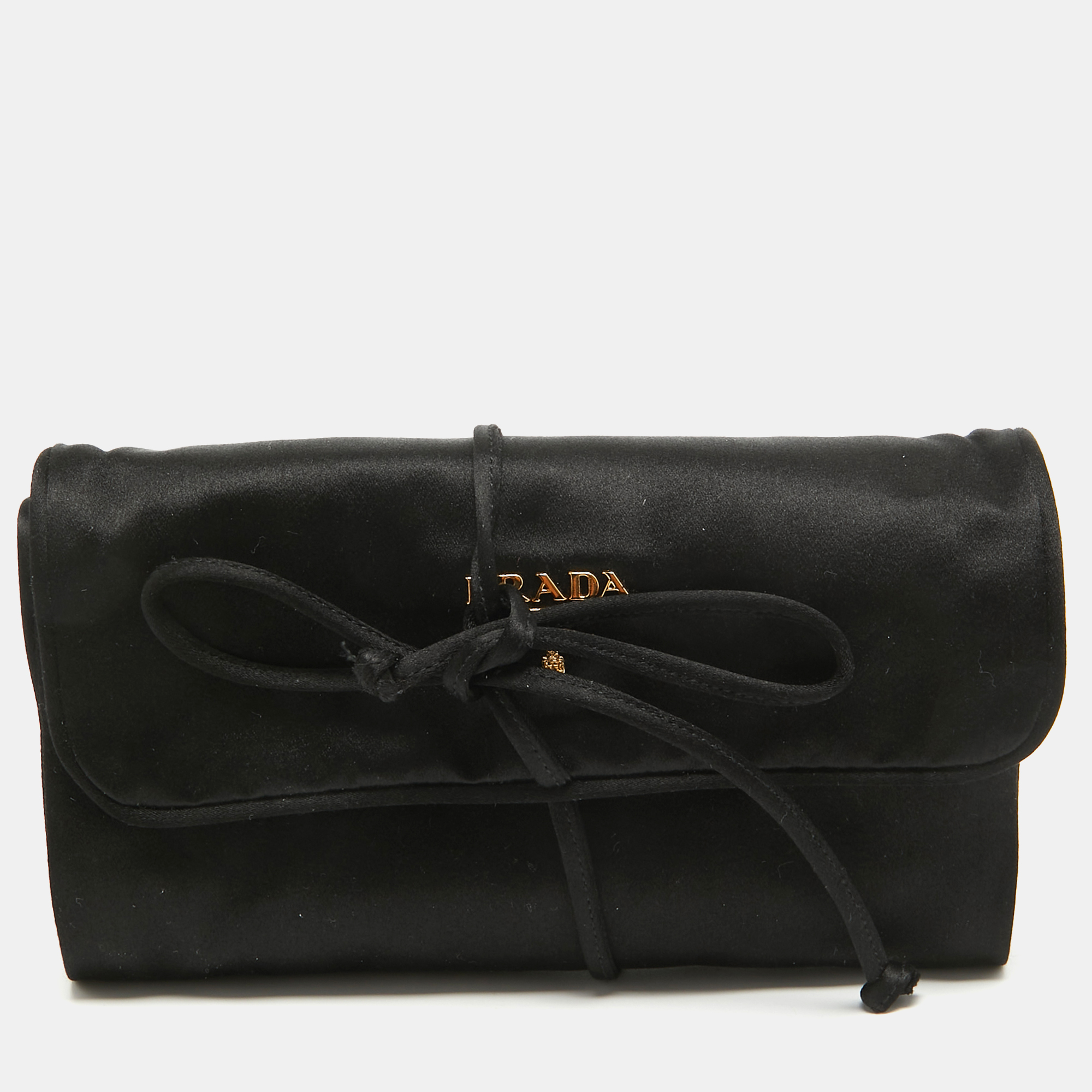 Prada black satin foldable travel pouch