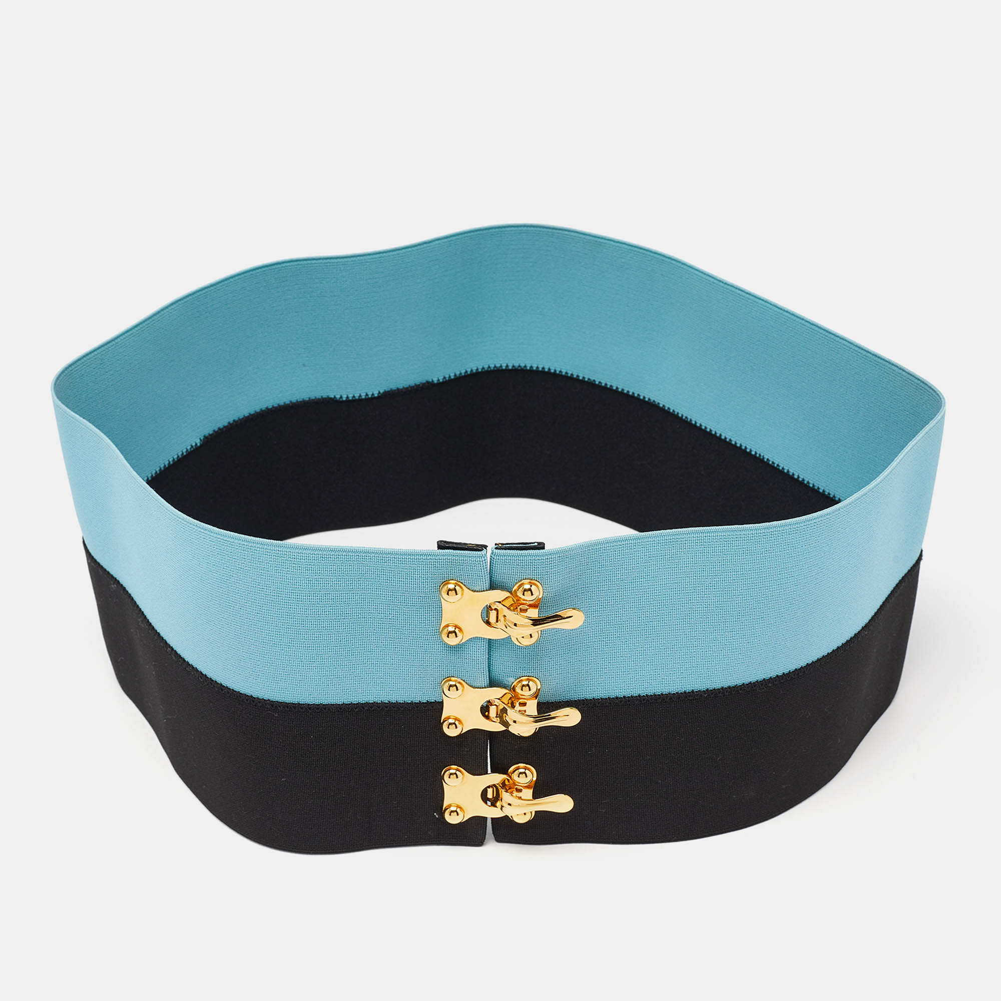 Prada black/blue elastic waist belt m