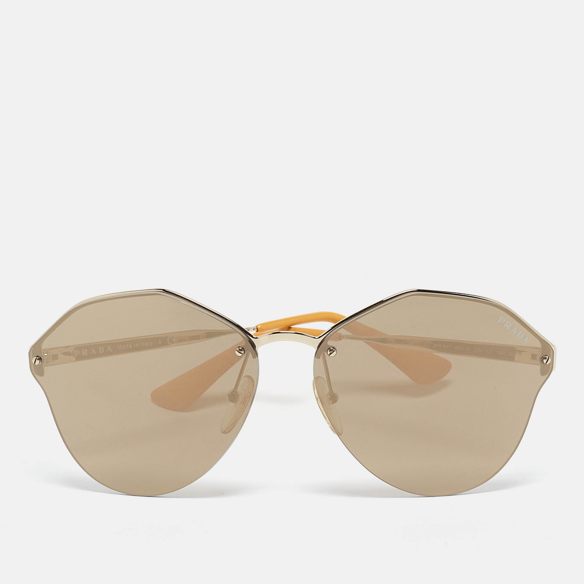 Prada gold mirrored spr64t geometric sunglasses