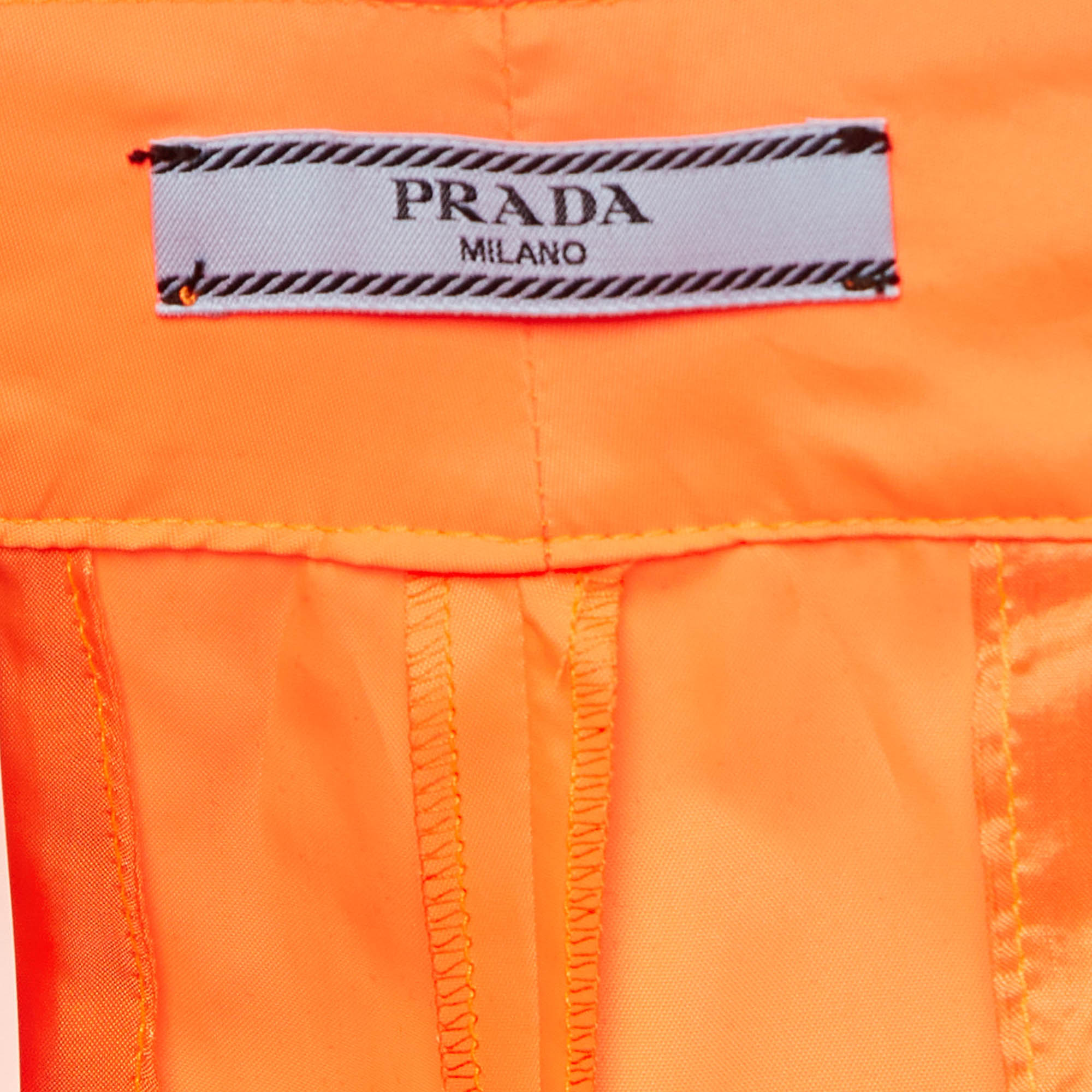 Prada Florescent Orange Synthetic Loose Fit Pants M