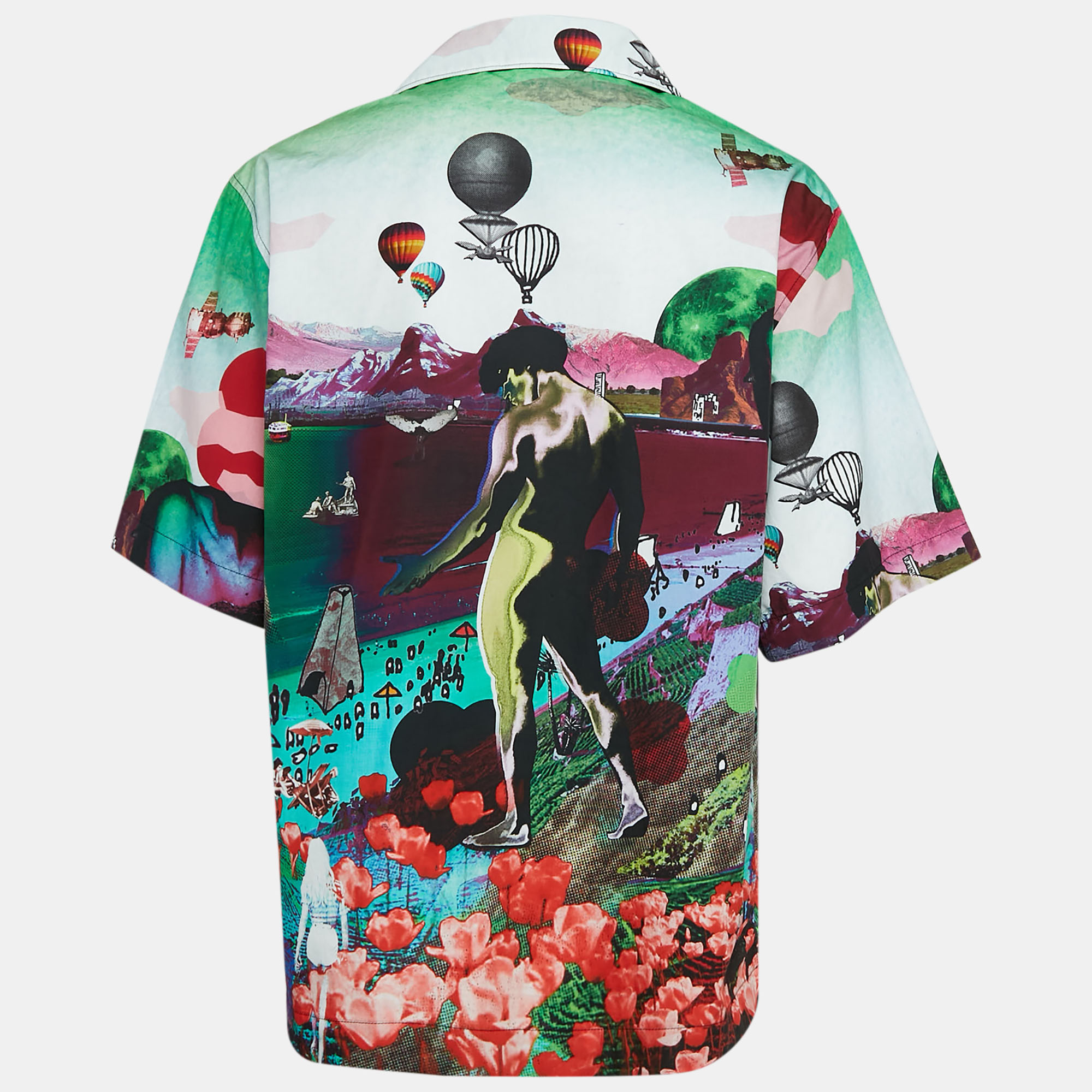 Prada Multicolor Graphic Print Oversize Button Front Shirt S