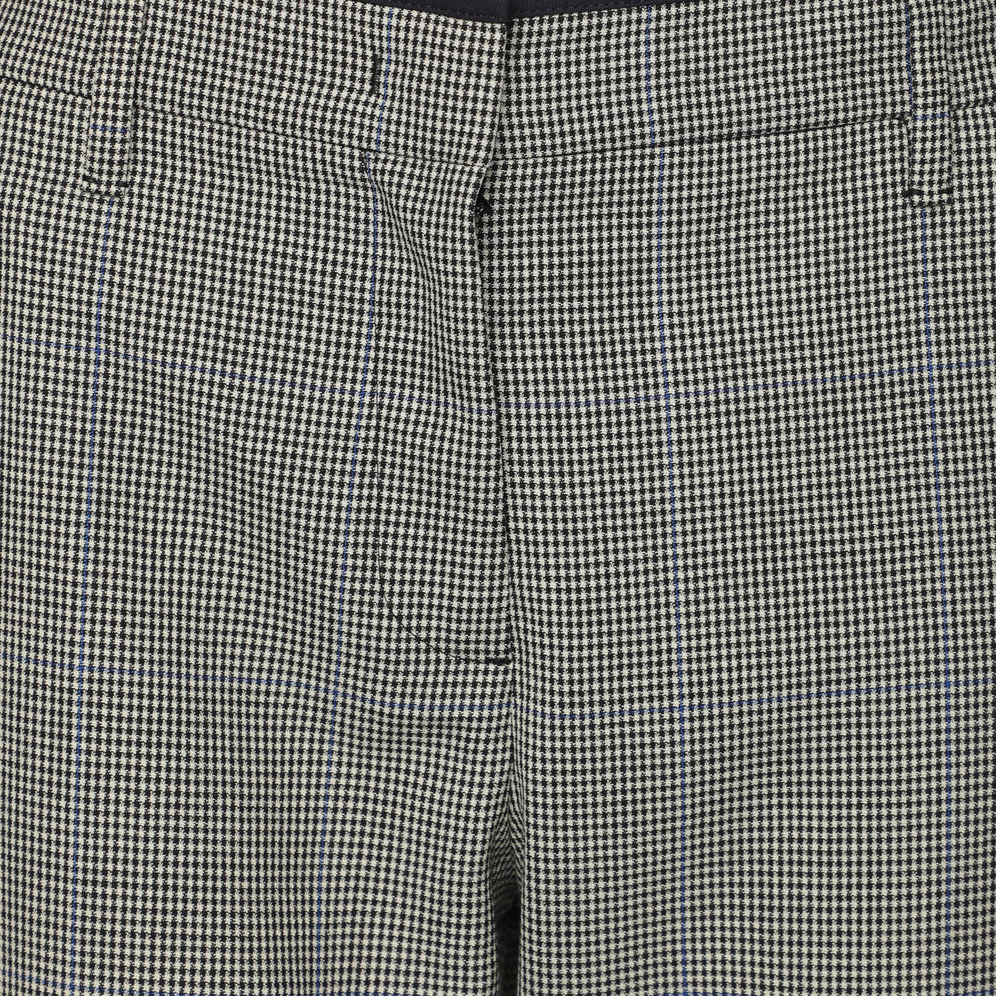 Prada White/Black Checkered Virgin Wool Trouser M