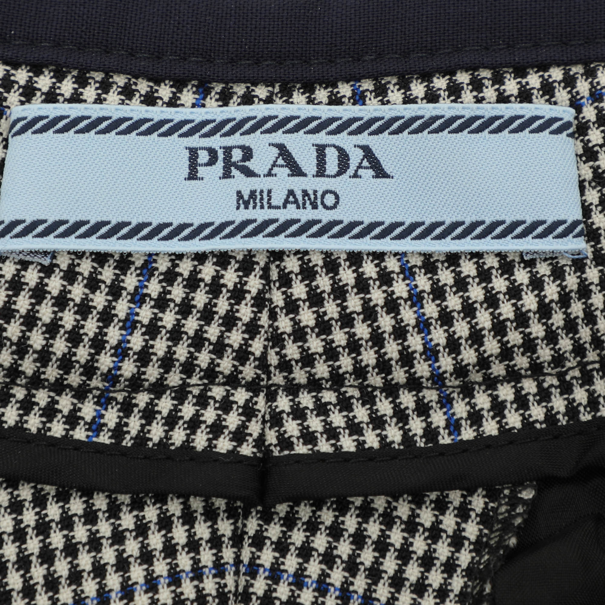 Prada White/Black Checkered Virgin Wool Trouser M