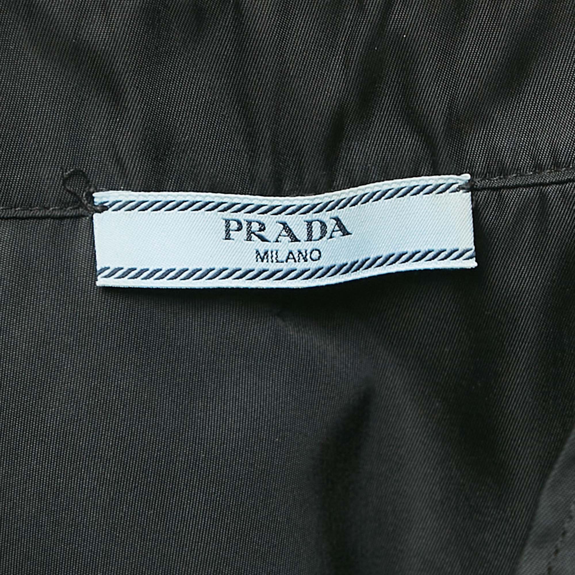 Prada Black Nylon Hooded Crop Jacket L