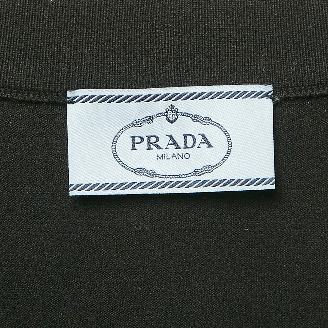 Prada Black Logo Intarsia Wool Knit Long Cardigan S