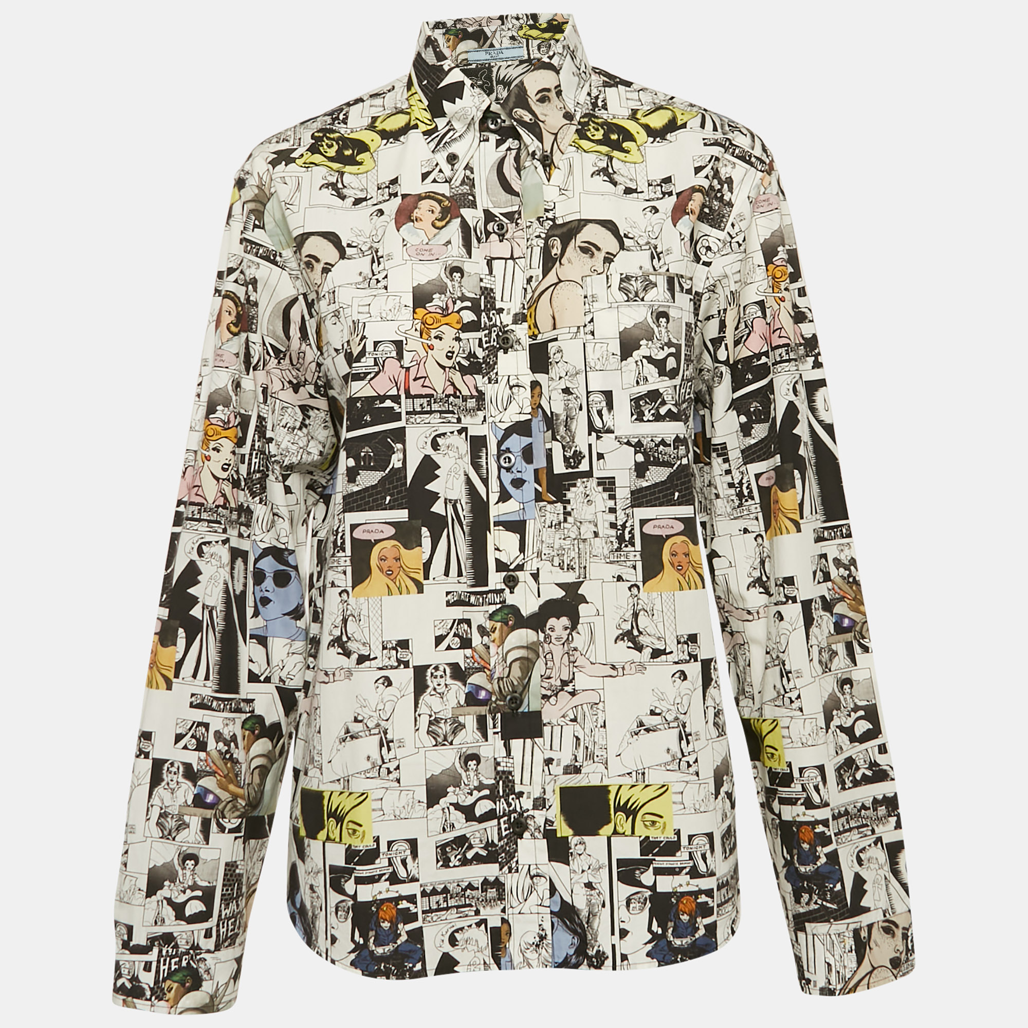 Prada x Brigid Elva White Comic Print Cotton Button-Up Shirt M
Prada x Brigid Elva White Comic Print Cotton Button-Up Shirt M