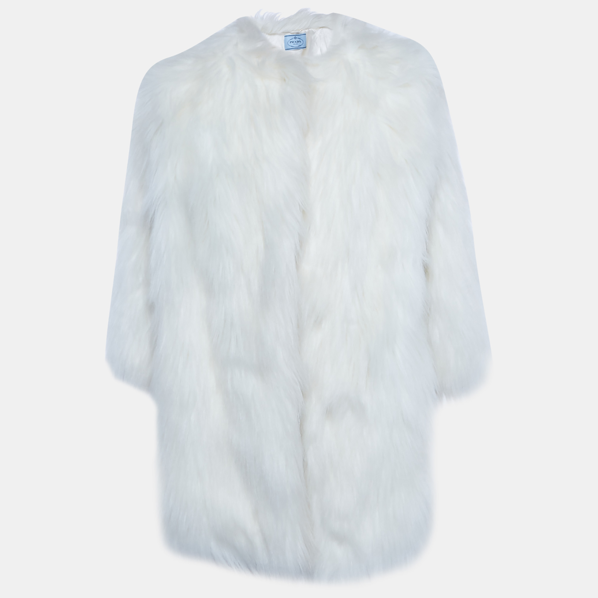Prada Ivory Faux Fur Short Coat S - Prada - Modalova