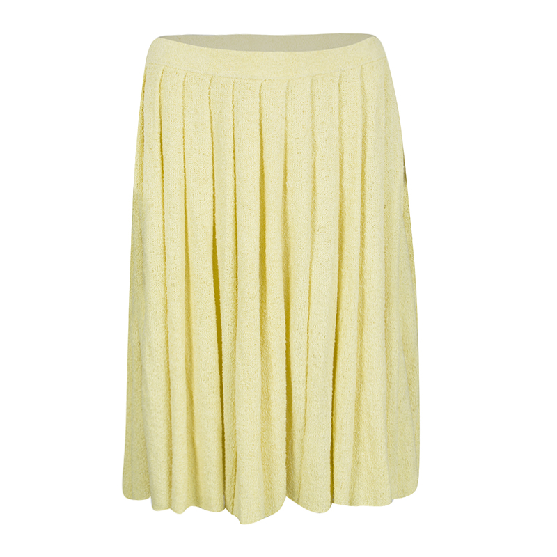 

Prada Yellow Pleated Terry Cloth Skirt