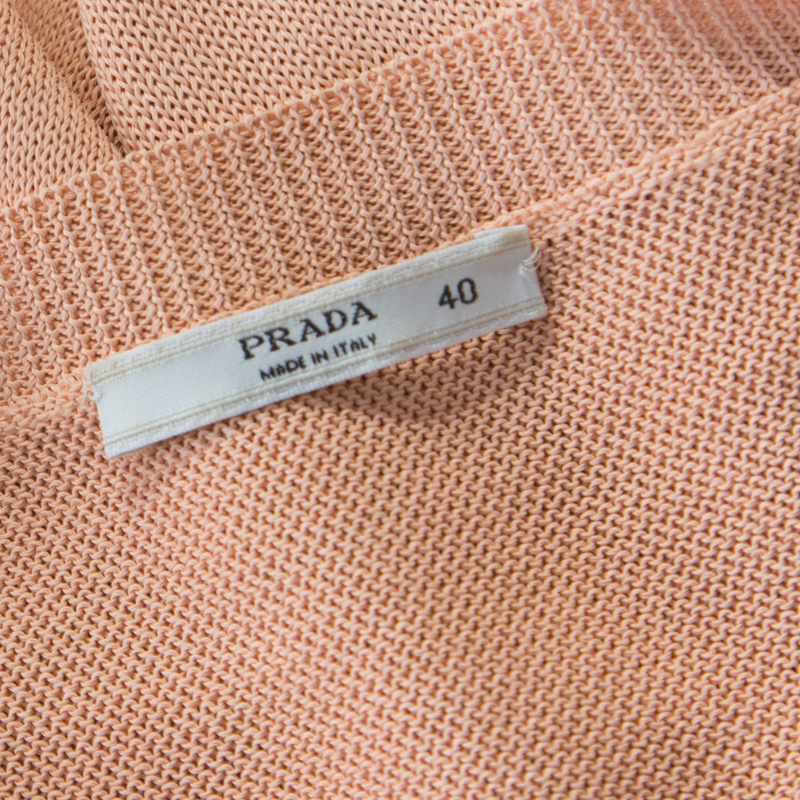 Prada Pastel Orange Knitted V-Neck Loose Pullover S