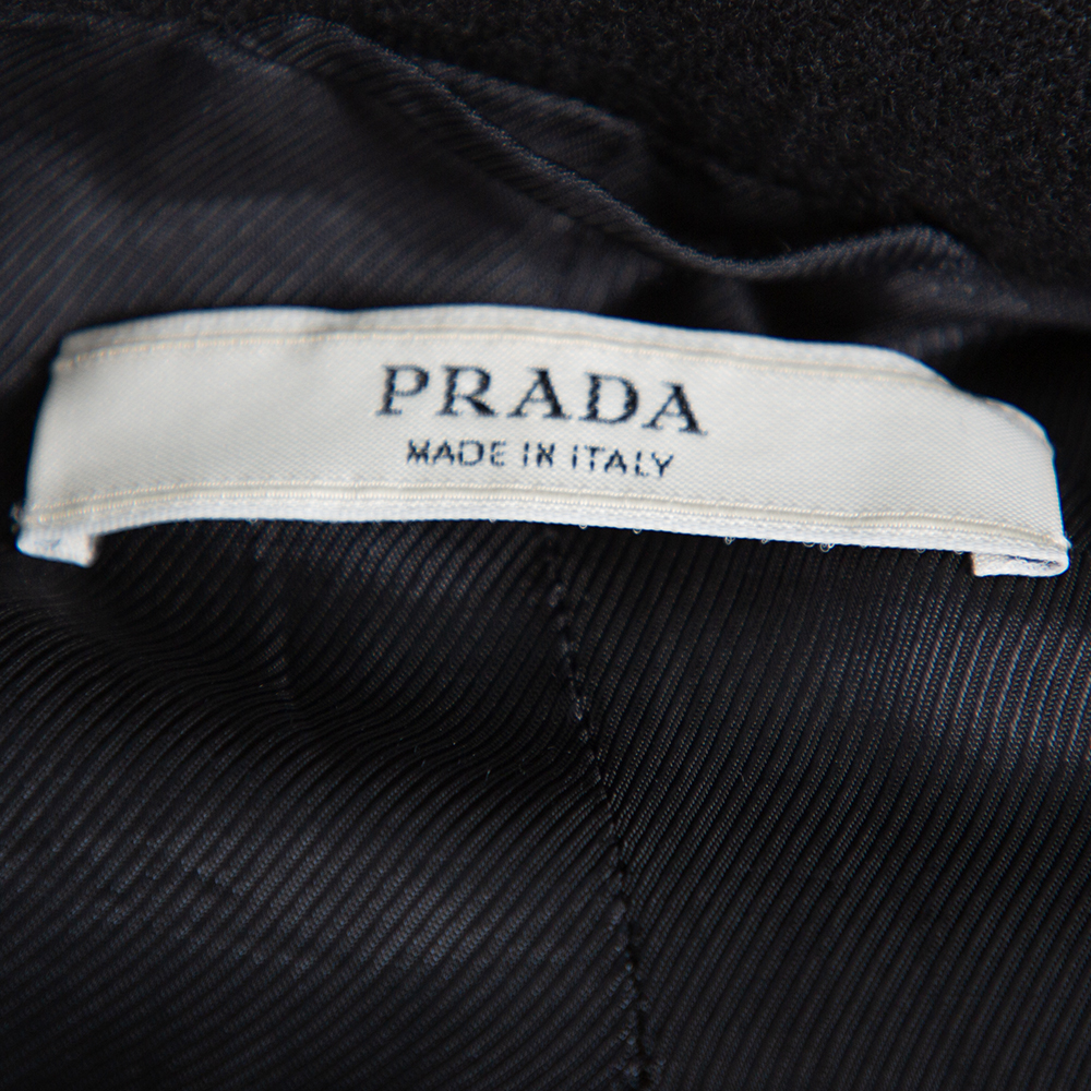 Prada Black Wool & Lace Paneled Coat S