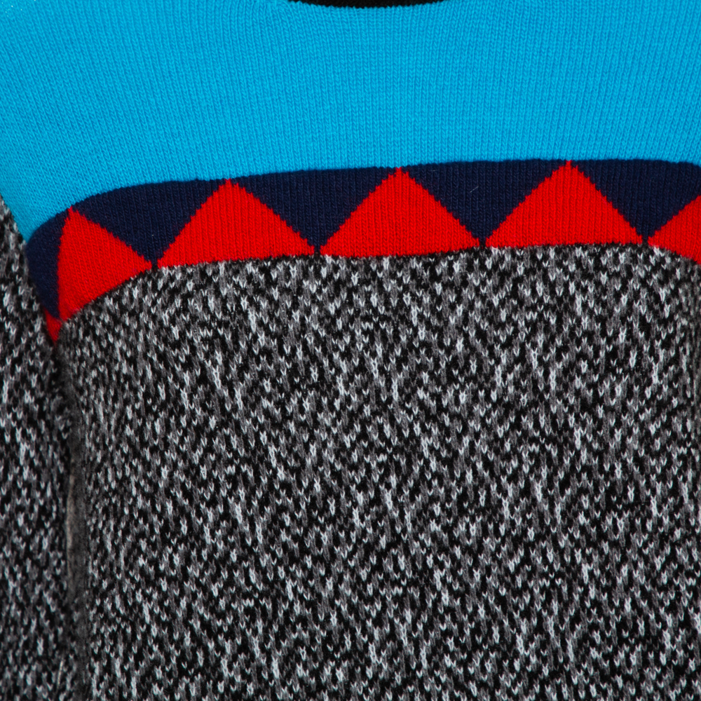 Prada Color Block Wool & Cashmere Crewneck Sweater S
