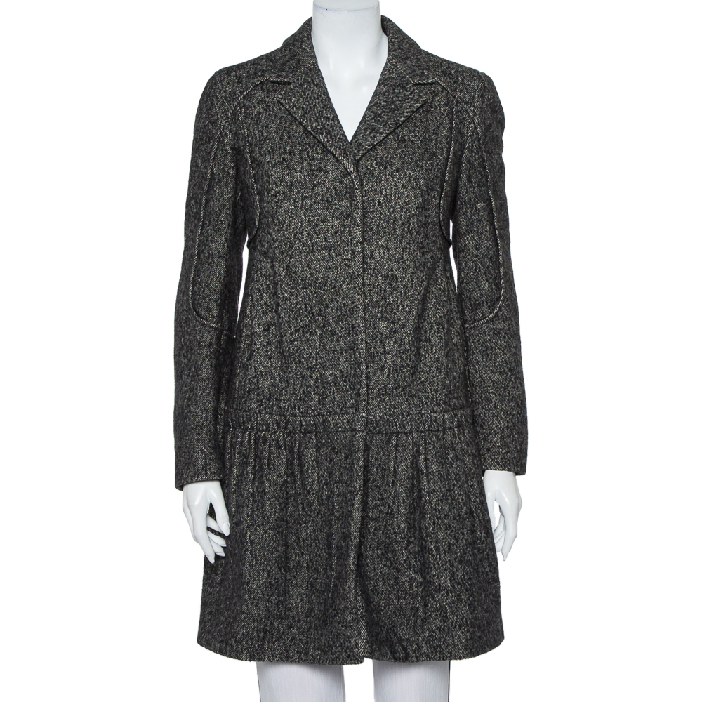 Prada Black Wool & Cashmere Mid Length Coat M