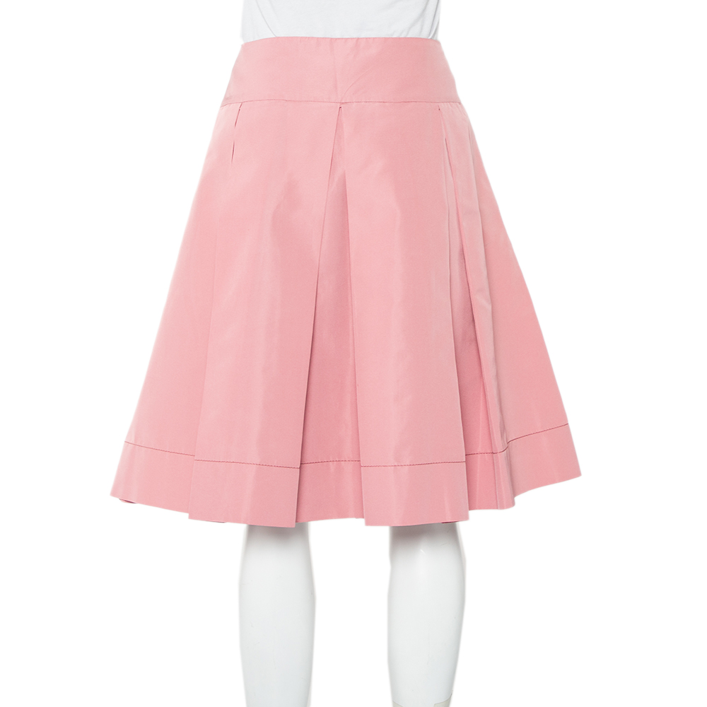 Prada Pink Satin Pleated Mini Skirt L