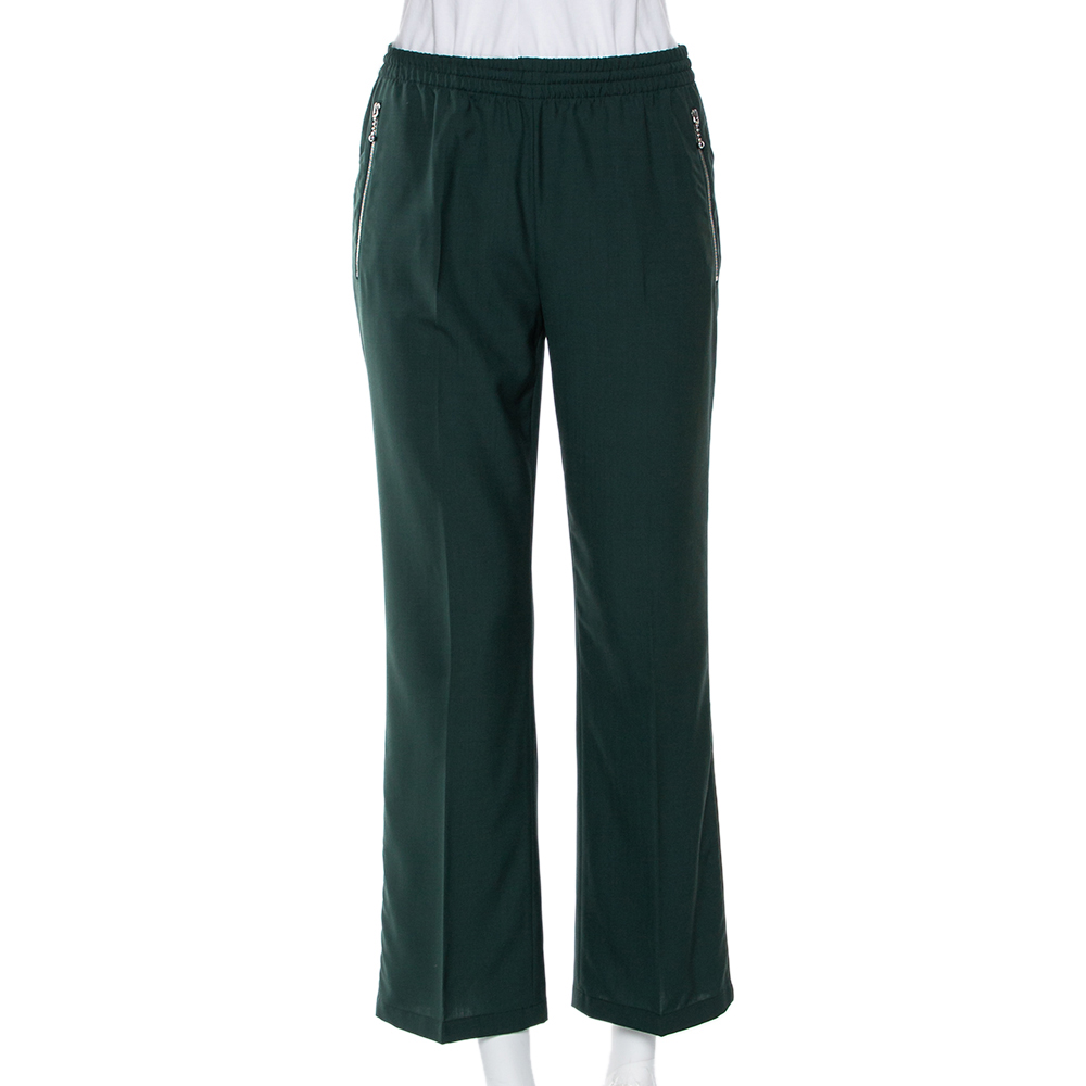 Prada Green Wool Contrast Trim Track Pants S