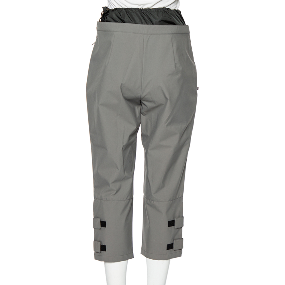 Prada Sports Grey Synthetic Waist Insert Detail Trousers M