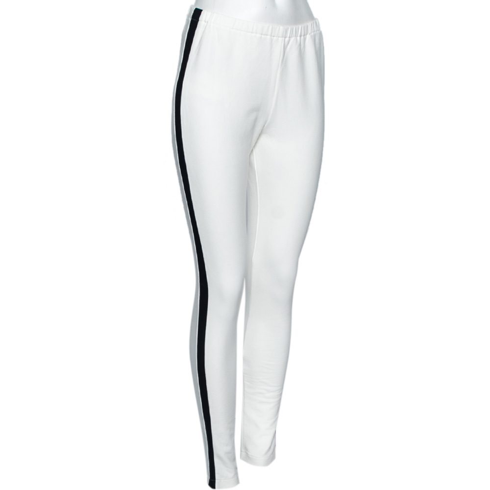 Prada White Cotton Contrast Trimmed Track Pants M